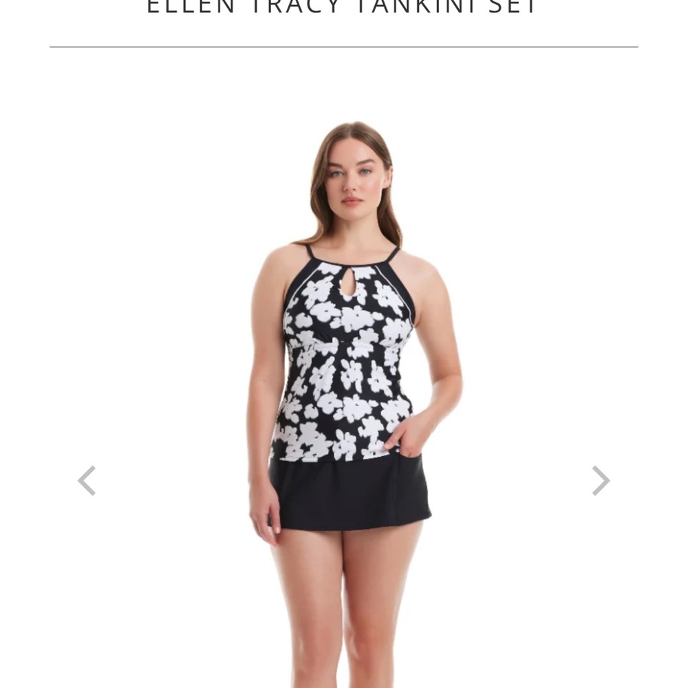 Ellen Tracy Monochrome Floral Tankini